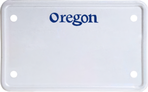 USA license plate Oregon blue text