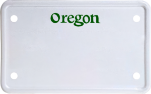 USA license plate Oregon green text