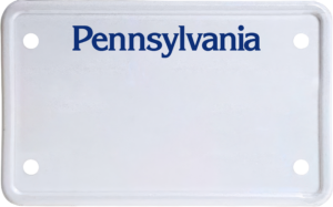USA license plate Pennsylvania blue text