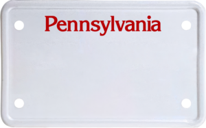 USA license plate Pennsylvania red text
