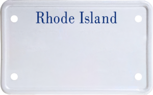 USA license plate Rhode Island blue text