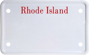 USA license plate Rhode Island red text