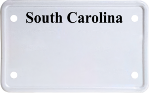 USA license plate South Carolina black text