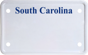 USA license plate South Carolina blue text