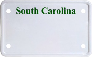 USA license plate South Carolina green text