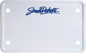 USA license plate South Dakota blue text