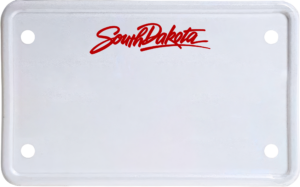 USA license plate South Dakota red text