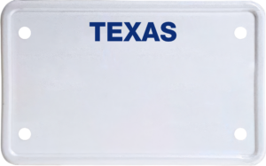 USA license plate Texas blue text