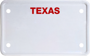 USA license plate Texas red text