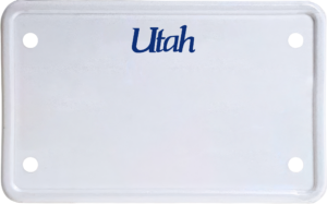 USA license plate Utah blue text