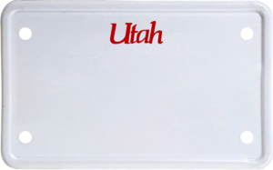 USA license plate Utah red text