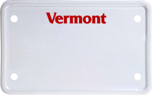 USA license plate Vermont red text