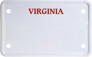 USA license plate Virginia red text