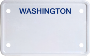 USA license plate Washington blue text