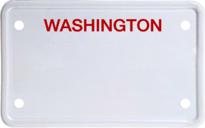 USA license plate Washington red text