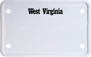 USA license plate West Virginia black text