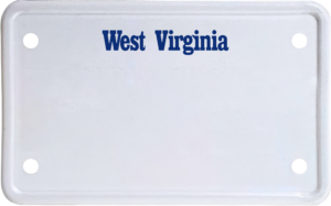 USA license plate West Virginia blue text