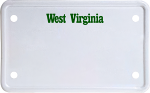 USA license plate West Virginia green text