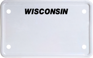 USA license plate Wisconsin black text