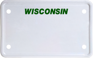 USA license plate Wisconsin green text