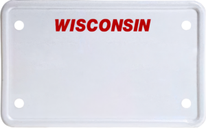 USA license plate Wisconsin red text