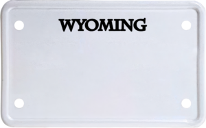 USA license plate Wyoming black text
