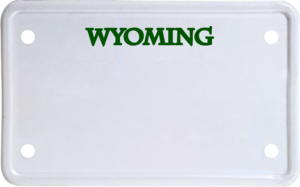 USA license plate Wyoming green text