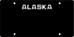 USA license plate Alkaska black text