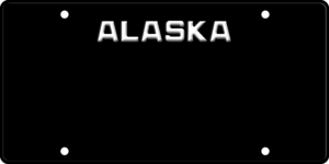 USA license plate Alkaska black text