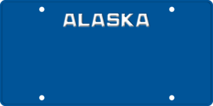 USA license plate Alaska blue text