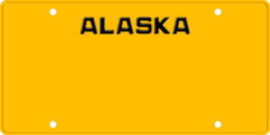 USA license plate Alaska yellow text