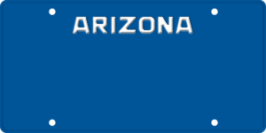 USA license plate Arizona blue text
