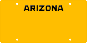USA license plate Arizona yellow text