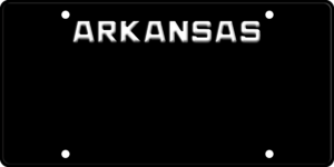 USA license plate Arkansas black text
