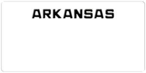 USA license plate Arkansas white text