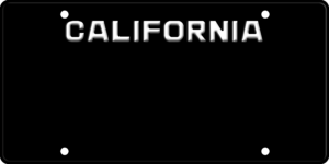 USA license plate California black text