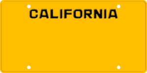 USA license plate California yellow text