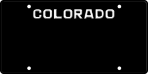 USA license plate Colorado black text