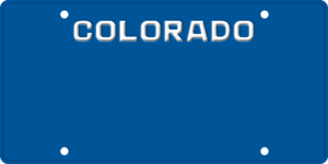 USA license plate Colorado blue text