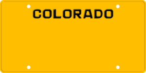 USA license plate Colorado yellow text