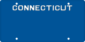 USA license plate Connecticut blue text