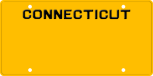 USA license plate Connecticut yellow text