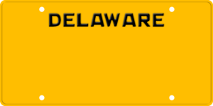 USA license plate Delaware yellow text
