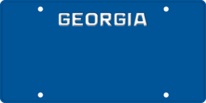USA license plate Georgia blue text
