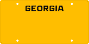 USA license plate Georgia yellow text