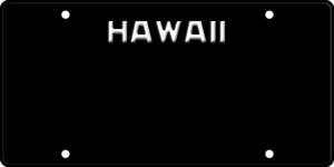 USA license plate Hawaii black text
