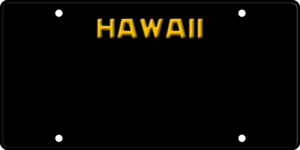 USA license plate Hawaii black2 text