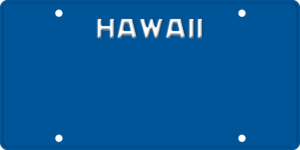 USA license plate Hawaii blue text