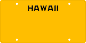 USA license plate Hawaii yellow text