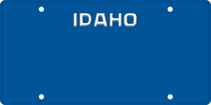 USA license plate Idaho blue text
